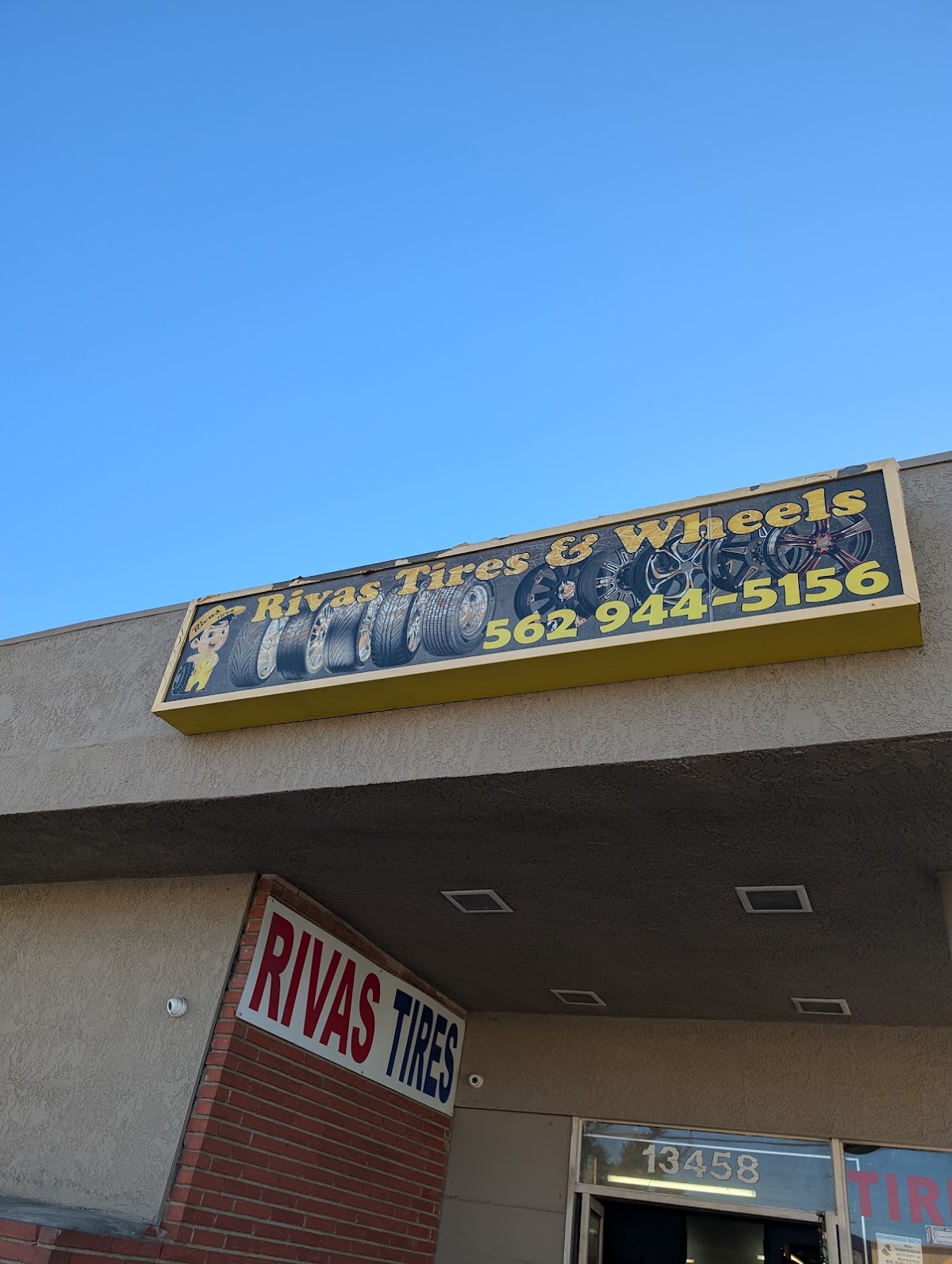 The Rivas Tires and Wheels sign on Telegraph Rd